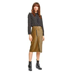Scotch & Soda Lurex Pencil Skirt Midi Metaliic NWOT Size S
